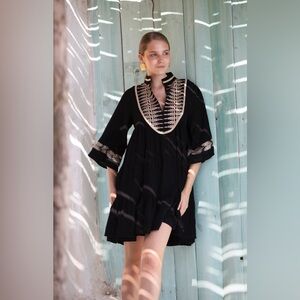 Black Dress with Gold Embroidery, Size M, S, New With Tags